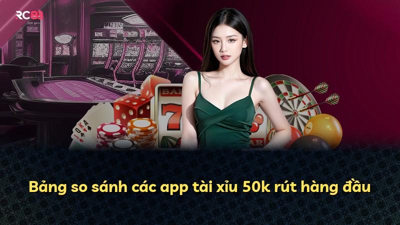 Bảng so sánh các app tài xỉu 50k rút hàng đầu